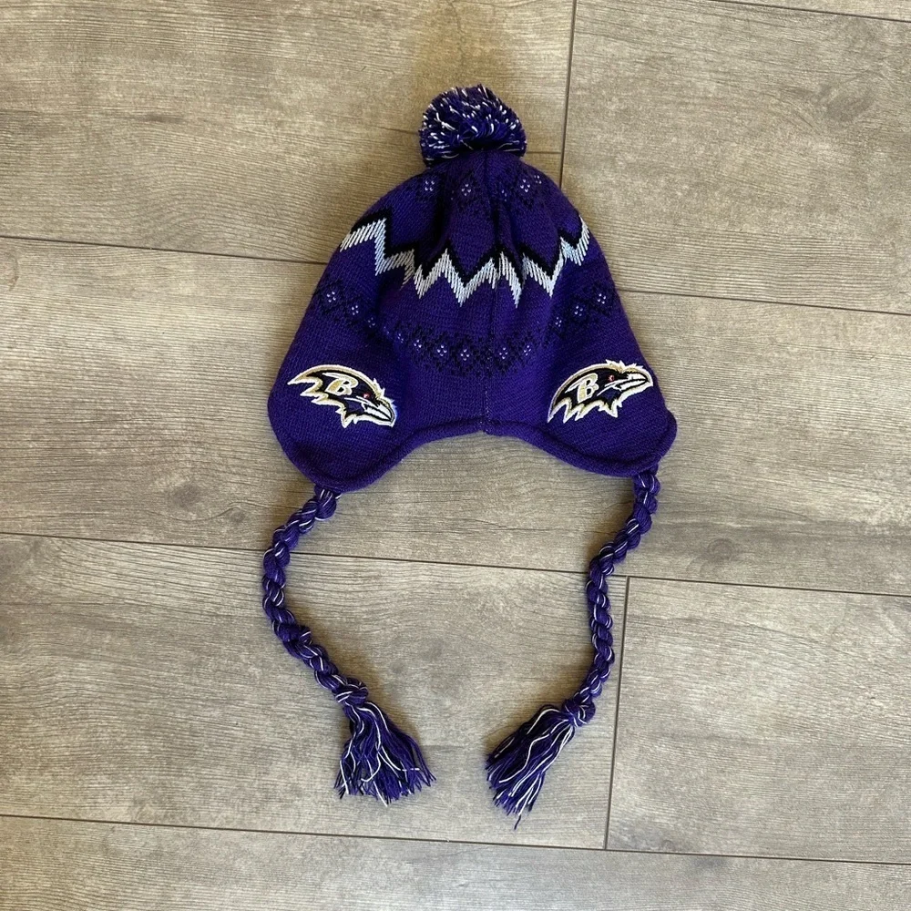NFL Baby Baltimore Ravens Purple/Black Jacquard Tassel Knit Hat with Pom